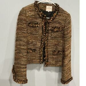 Maxime Womens Tweed Blazer Size 40 L Old Money Clueless Classic Career Corporate